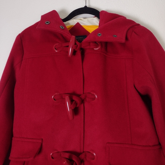 Pendleton Red Wool Blend Toggle Snap Button Hooded Jacket Size XS - Picture 6 of 16